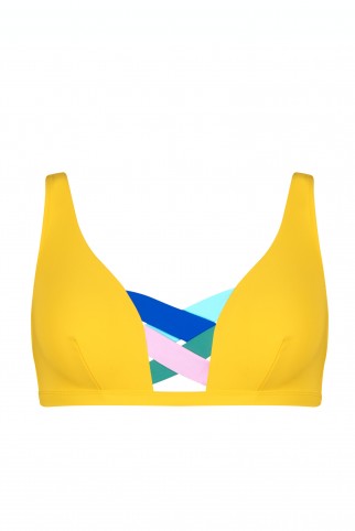 Bandage Color Block Bandeau Bikini Top