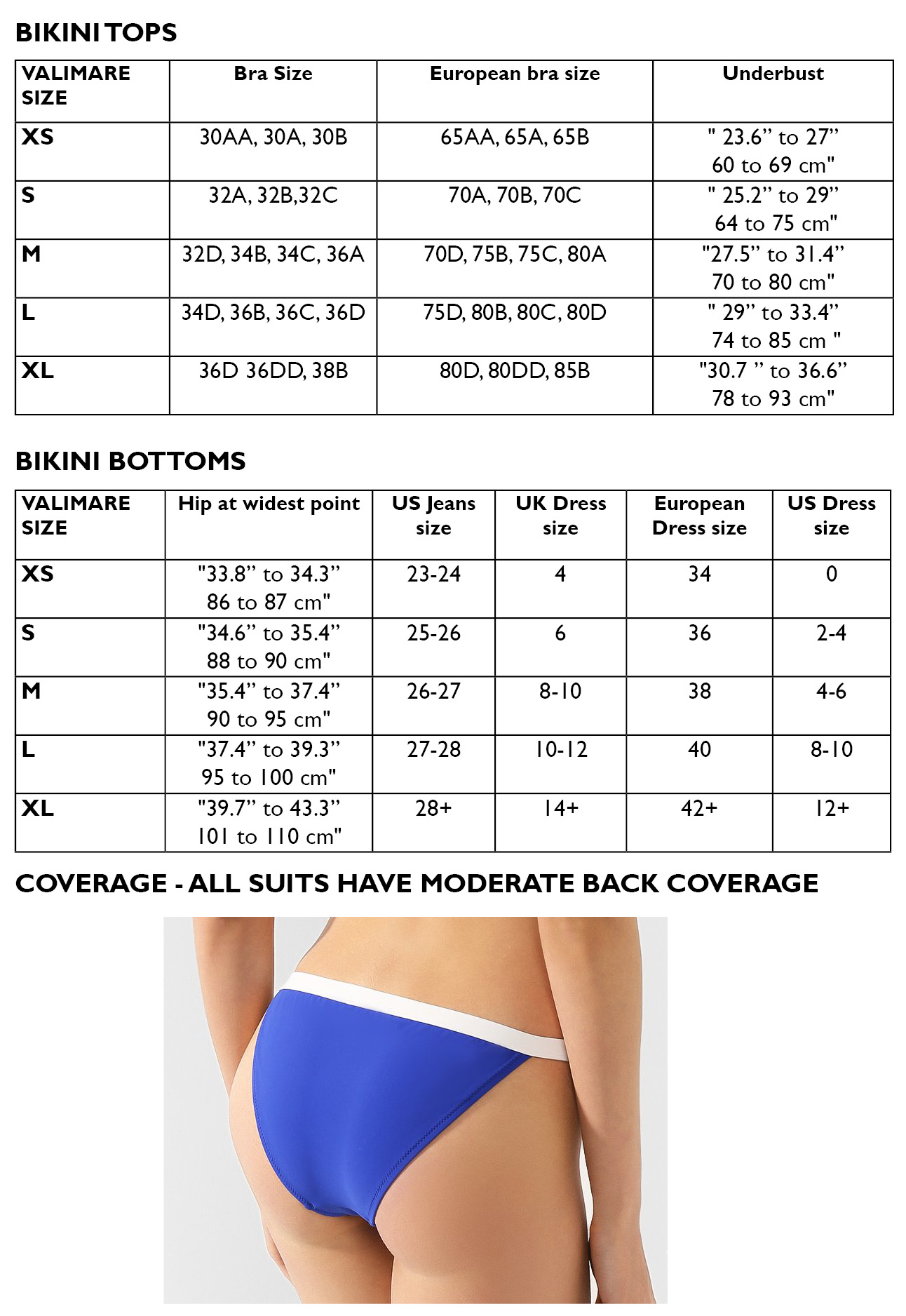 Tumla  Swimwear Size Guide